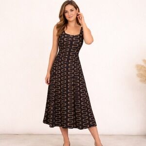 Christian Lacroix Paris Linen Blend Abstract Print Fit Flare Dress US 2 Designer